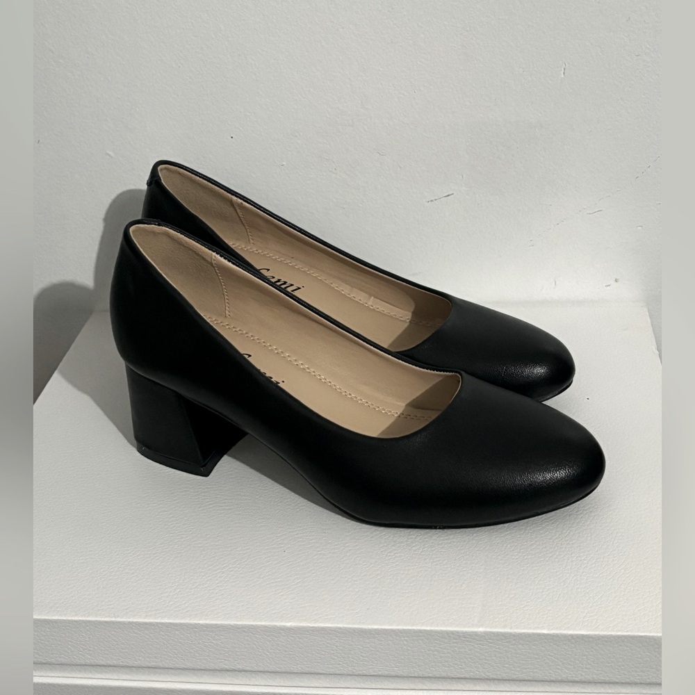 Black Leather Pumps